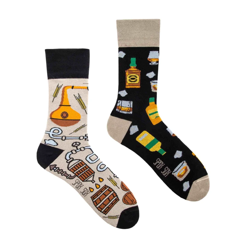 Image of SPOX SOX SPOX SOX Men 1 Pack Mismatched Novelty Odd Socks - Whisky Size: 11-13 Multi 11-13 Male 5903689161916