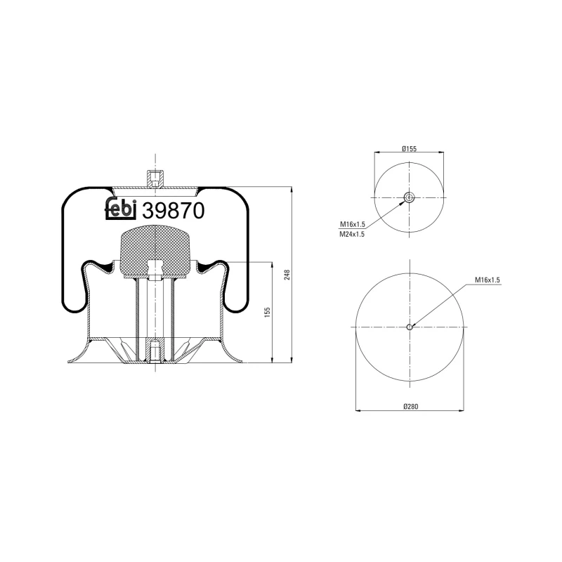 Image of FEBI BILSTEIN 39870 Boot, air suspension Rear Axle Boot,air suspension (324)