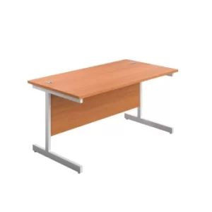 Image of 1200 X 600 Single Upright Rectangular Desk Beech-White