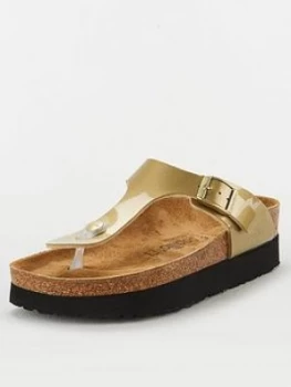 image of Birkenstock Papillio by Birkenstock Gizeh Wedge Sandal - Metallic Gold, Metallic Gold, Size 5, Women