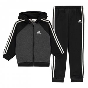 Image of adidas Stripe Fleece Tracksuit Babies - Black/Grey/Wht