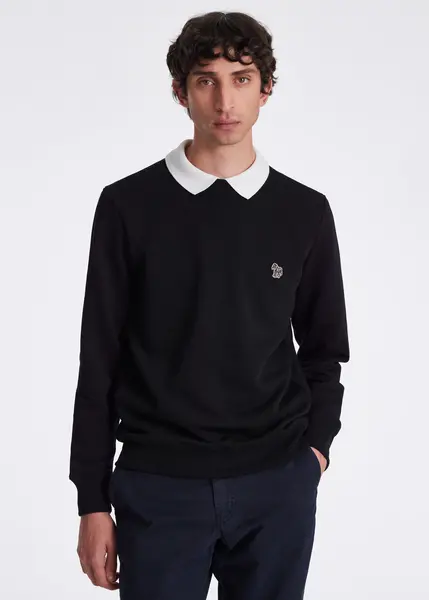 Image of Paul Smith Black Cotton Embroidered Zebra Logo Sweatshirt