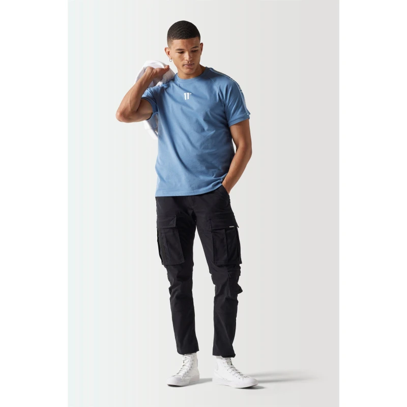 Image of 11 Degrees Retro Taped T-Shirt - Elemental Blue Elemental Blue 11D3801-1183-M-11D