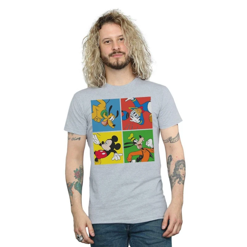 Image of Disney Men Mickey Mouse Friends T-Shirt in Grey Size: Small Grey S Male 5057955977937