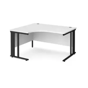 Image of Office Desk Left Hand Corner Desk 1400mm White Top With Black Frame 1200mm Depth Maestro 25 MCM14ELKWH