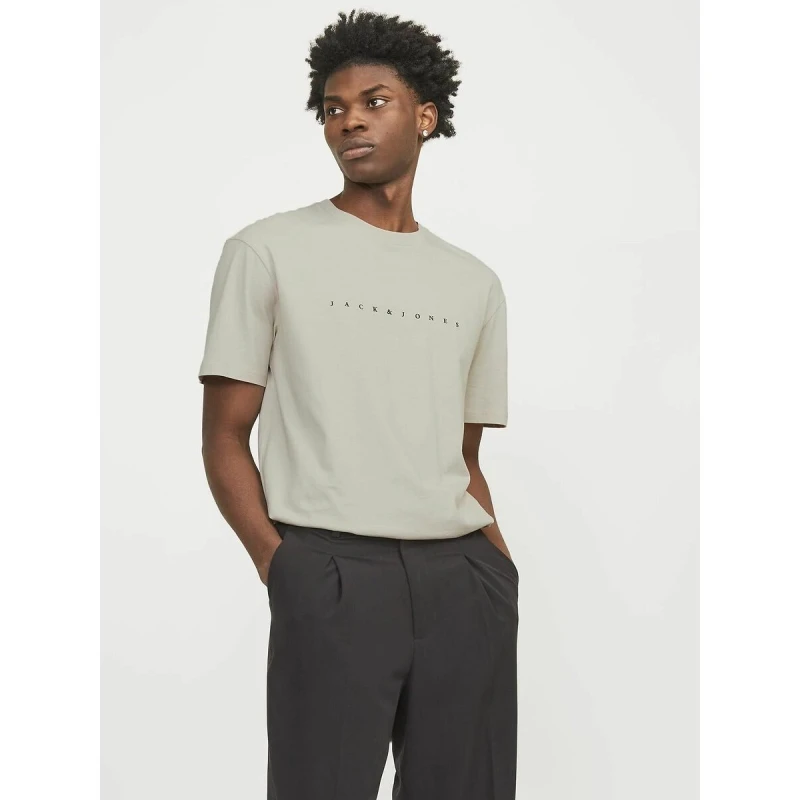Image of jack & jones Crew Neck T-Shirt beige Cotton L