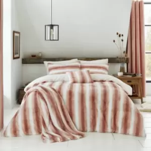 image of By Caprice Home Mae Faux Fur Fleece Lined Duvet Cover Set, Blush, Double