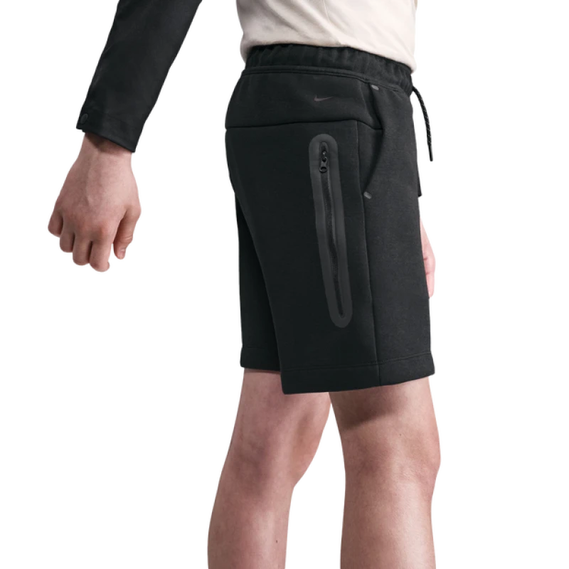 Image of Nike Tech Fleece|fleece|Tech Kid's Shorts - Black - Size XS - Cotton Jersey