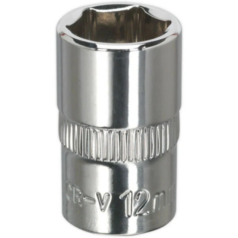 Image of Loops 12mm Forged Steel Drive Socket - 3/8" Square Drive - Polished Chrome Vanadium Metallics