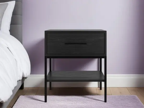 Image of LPD Boston Black 1 Drawer Bedside Table