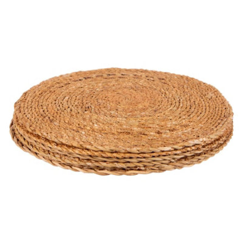 Image of Argon Tableware Round Woven Typha Placemats 30cm Pack of 6 Brown