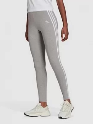 Image of adidas Originals 3 Stripes Leggings, Medium Grey Heather, Size 14, Women