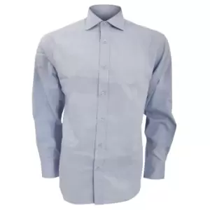 Image of Kustom Kit Mens Superior Oxford Long Sleeved Shirt (15inch) (Light Blue)