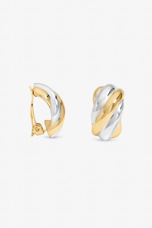 Image of Jon Richard Womens Two Tone Clip Earrings Multicolor Female One Size