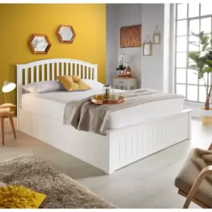 Image of Grayson White Wooden Ottoman Storage Bed Small Double