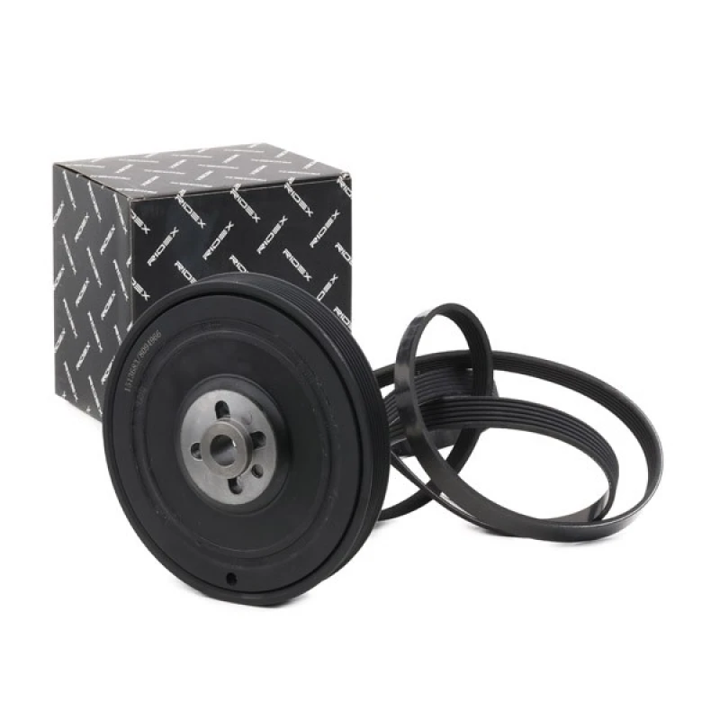 Image of RIDEX 542R0563 V-ribbed belt set Pulleys: with crankshaft pulley V-Ribbed Belt Set (542)