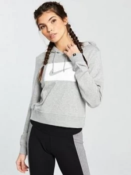 image of Nike Sportswear Box Swoosh Crop Overhead Hoodie Grey Heather Grey Heather Size L Women