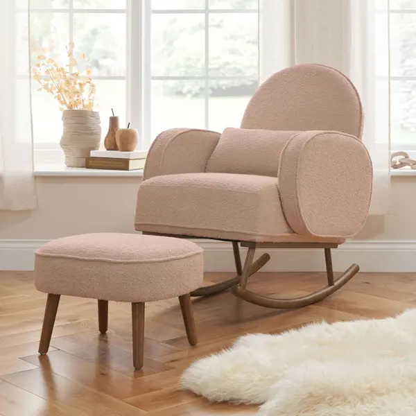 Image of Micah Rocking Chair & Footstool in Pink - Tutti Bambini