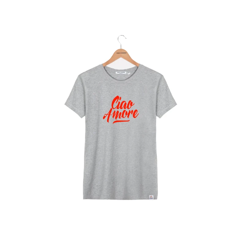 Image of French Disorder Womens T-Shirt French Disorder Ciao Amore Gris Female S