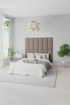 Image of EasyMount Wall Mounted Upholstered Panels, Modular DIY Headboard in Yorkshire Knit Fabric (Pack of 4)