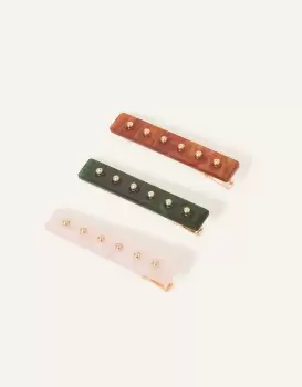 Image of Accessorize Womens Stud Resin Salon Clips Set of Three