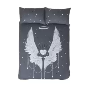 image of Angel Wings Grey Duvet Set - Single