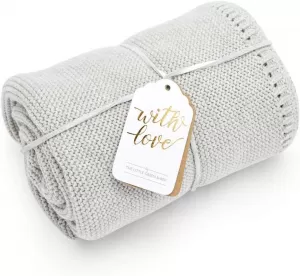 Image of The Little Green Sheep ORGANIC KNITTED CELLULAR BABY BLANKET, Grey