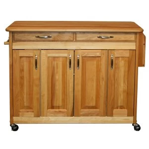 Catskill by Eddingtons Butcher Block Kitchen Island on Wheels with Raised Panel Doors