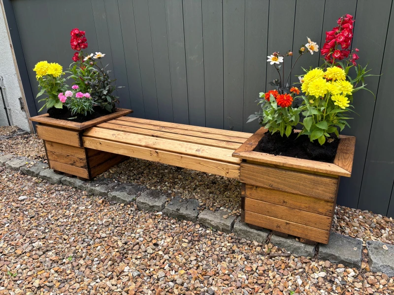 Image of Charles Taylor Trading Knights Double Planter Bench in Brown Brown Unisex
