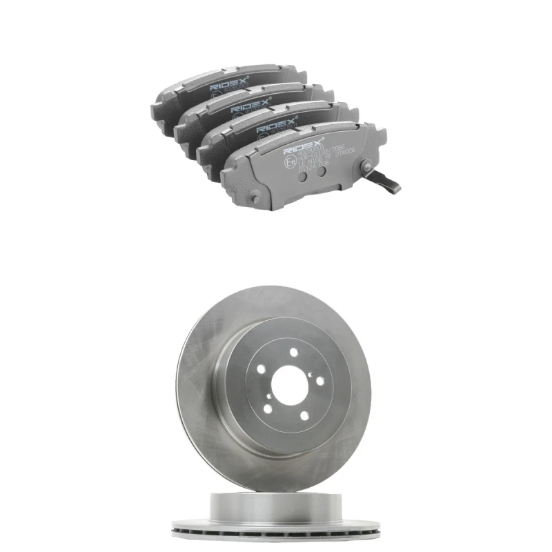 Image of RIDEX 3405B2355 Brake disc and pads set Rear Axle, Brake Disc Type: internally vented Brake Set,disc brakes (3405)