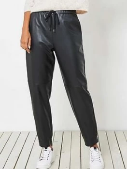 Image of Mint Velvet Faux Leather Joggers - Black, Size 8, Women