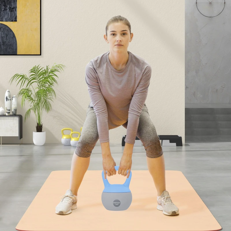 Image of SPORTNOW 12KG Kettlebell w/ Soft Body, Non-Slip Handle, Light Blue and Grey, Blue A91-340V04LB