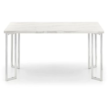 image of Letha - Marble & Chrome Dining Table 150Cm x 90Cm