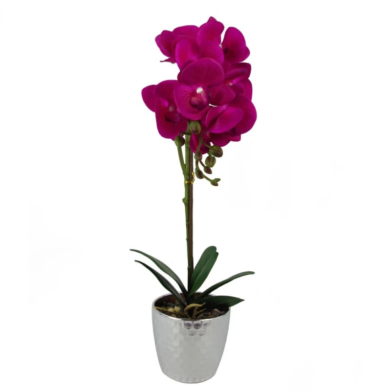 Image of Leaf 50cm Phalaenopsis Orchid Artificial - Dark Pink Silver Dark Pink unisex