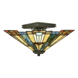 Image of 2 Bulb Semi Flush Light Valiant Bronze LED E27 60W Bulb