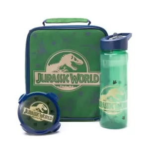 image of Jurassic World Childrens/Kids Lunch Bag And Bottle Set (One Size) (Green)