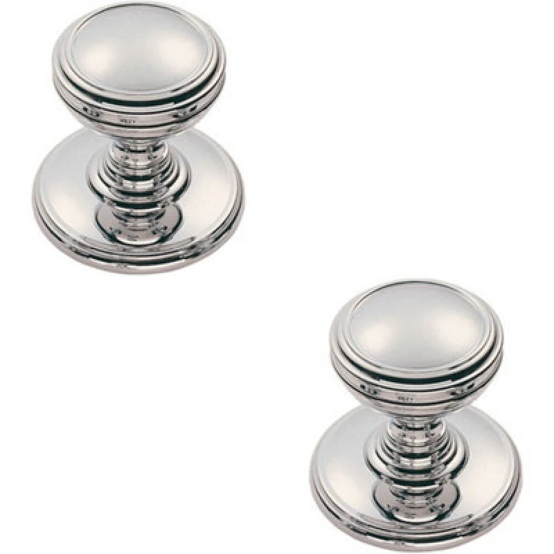 Image of Loops 2x Ringed Tiered Cupboard Door Knob 38mm Diameter Polished Chrome Cabinet Handle Multi unisex