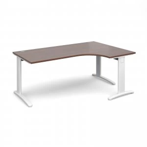 image of TR10 Deluxe Right Hand Ergonomic Desk 1800mm - White Frame Walnut Top