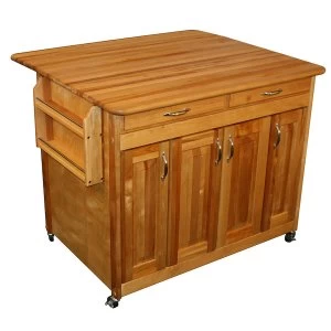 image of Catskill by Eddingtons Butcher Block Kitchen Trolley Plus on Wheels with Drop Leaf Extension