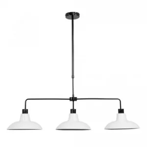 Image of Huckleberry Black 3 Way Over Table Light with White Shades