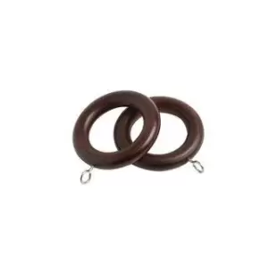 Image of Pack of 16 Wooden Curtain Pole Ring Hooks with Eyes