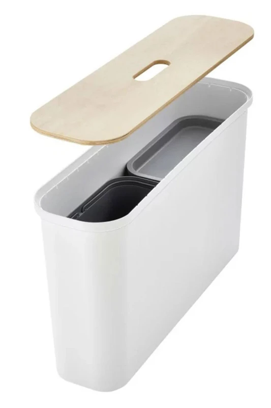 Image of SmartStore Collect 'Slim Box Set' with Wooden Lid White