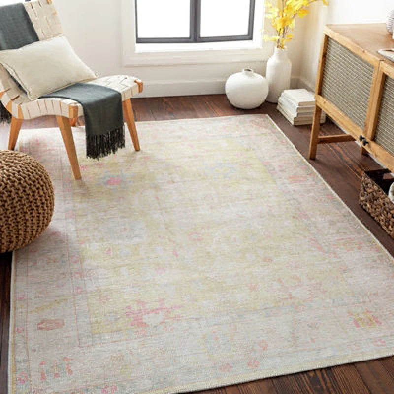 Image of Livabliss Machine Washable Traditionnal Boho Sage Amari Area Rug 160 X 213cm - Easy Care, Non Shedding, Ideal For Living Room & Bedroom