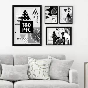 Image of SET_005 Black White Grey Decorative Framed Painting (4 Pieces)