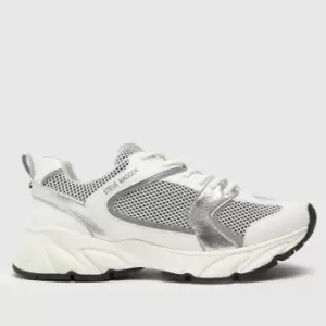 Image of Steve Madden White & Silver Standout Trainers
