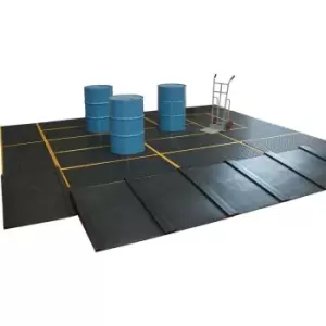 Image of 4 Drum Work Floor Spill Containment - Yellow - 1.6m x 1.6m - 239 litres