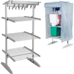 image of Glamhaus Digital Electric Clothes Airer Heated Drying Rack- 4-tier Extendable Dryer - Eco Design With Cover For Faster Drying - Energy Efficient 300W