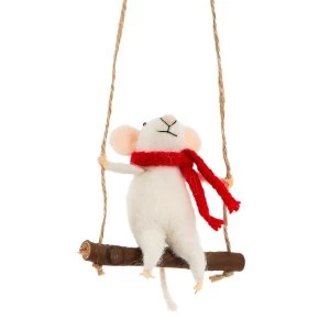 image of Sass & Belle Swinging Mouse Hanging Felt Decoration