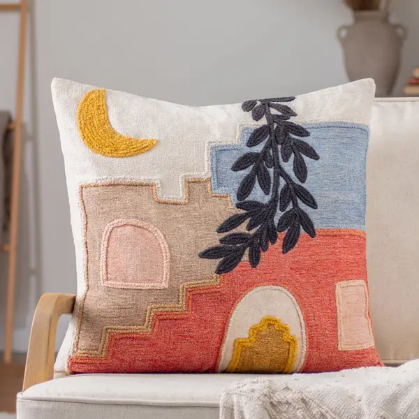 Image of Souk Cushion Coral/Natural, Coral/Natural / 50 x 50cm / Polyester Filled