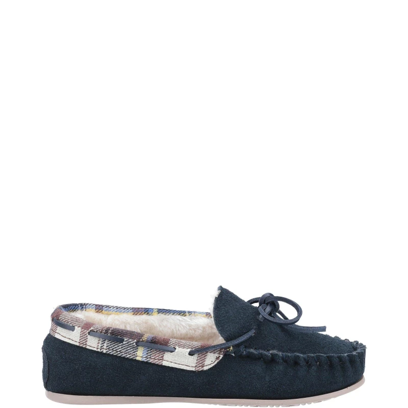 Image of Cotswold Womens Kilkenny Fur Lined Moccasin Loafer Slippers - UK 8 Blue female GDE2720NVY8